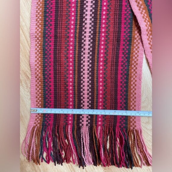 New NWT Smartwool striped wool scarf fringe Meadow line Canyon rose heather pink - Picture 8 of 9